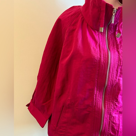 Chico’s Full Zip Nylon-Cotton Blend Magenta Jacket - Picture 5 of 14